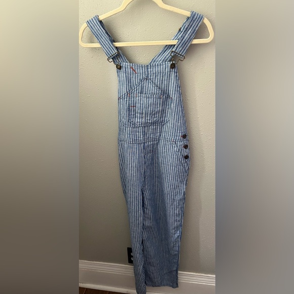 New Faherty Linen Mechanic Overall in Railroad Stripe Size XXS - Picture 5 of 12